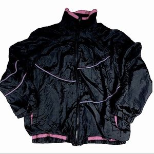 Sycamore 📌 size small retro VINTAGE black windbreaker with pink & blue accents